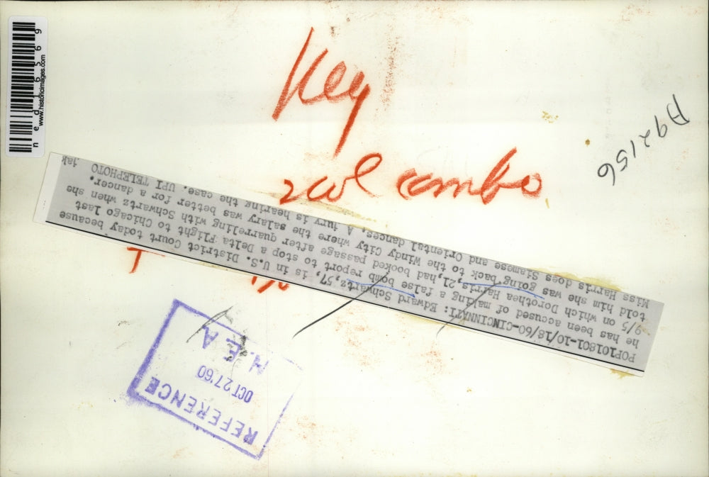 1960 Media Photo Cincinnati, OH Edward Schwartz and Dorothea Harris - ned16569