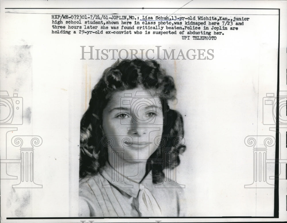 1961 Press Photo Joplin, MO Lisa Schuh kidnapped