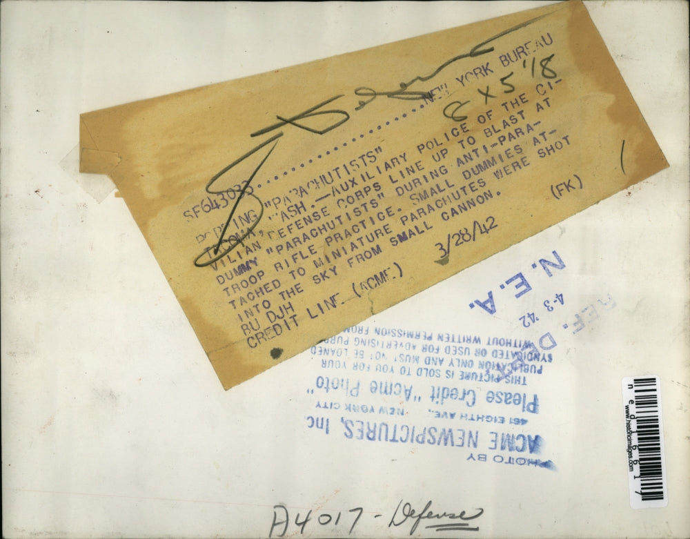 1942 Media Photo Parachutists in action