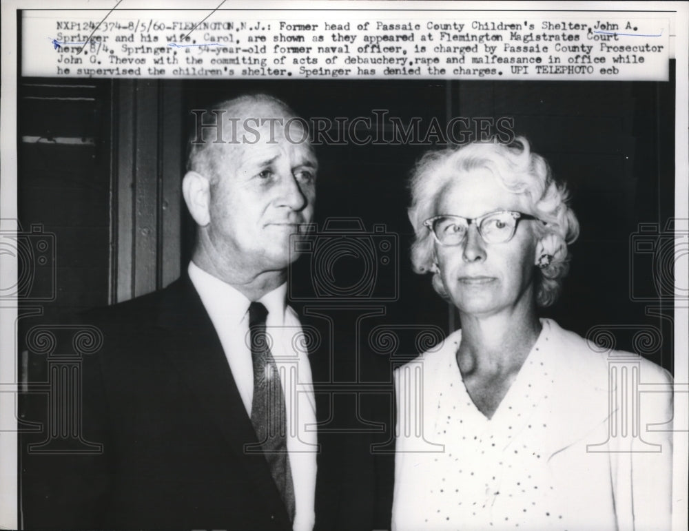 1960 Press Photo John Springer and wife Carol at Flemington Magistrates Court