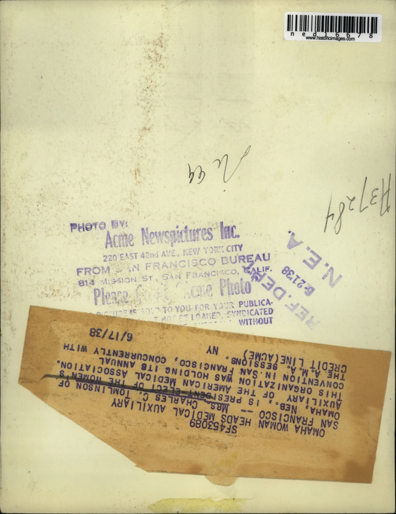 1938 Press Photo San Francisco Mrs Charles C Tomilson