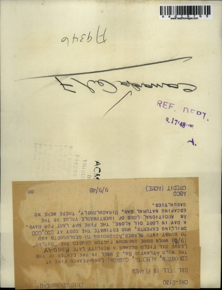 1948 Press Photo Edmonton Alberta Canada fire at wild atlantic # 3 estimate cost