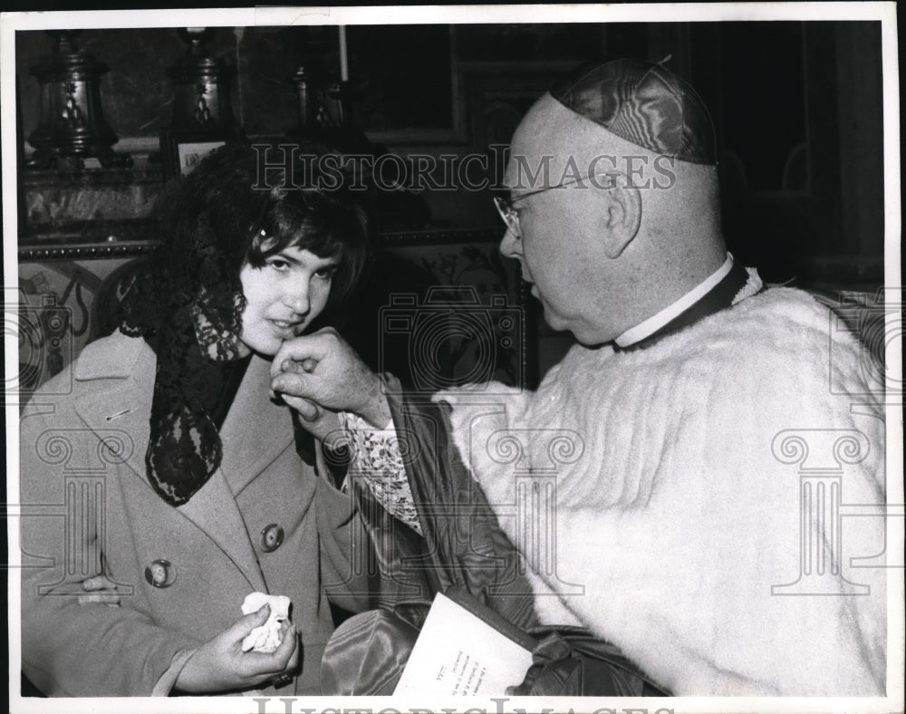 1963 Press Photo Vatican City Ann T O'Neill & Francis Cardinal Spellman of NY