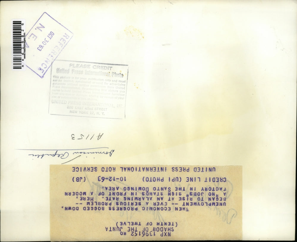 1963 Press Photo Empty factor during unemployment in Santo Domingo
