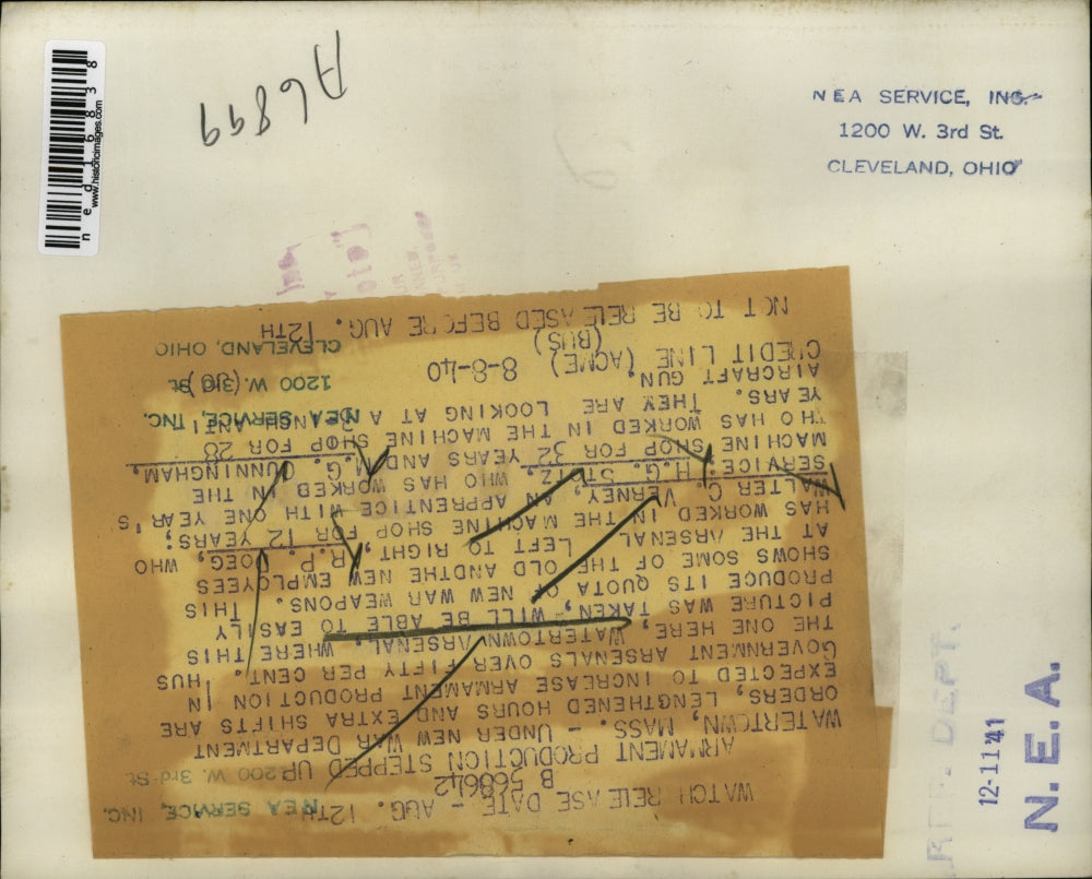 1940 Press Photo Watertown Mass Arsenal guns, RP Joeg, WC Verney,HG Stotz