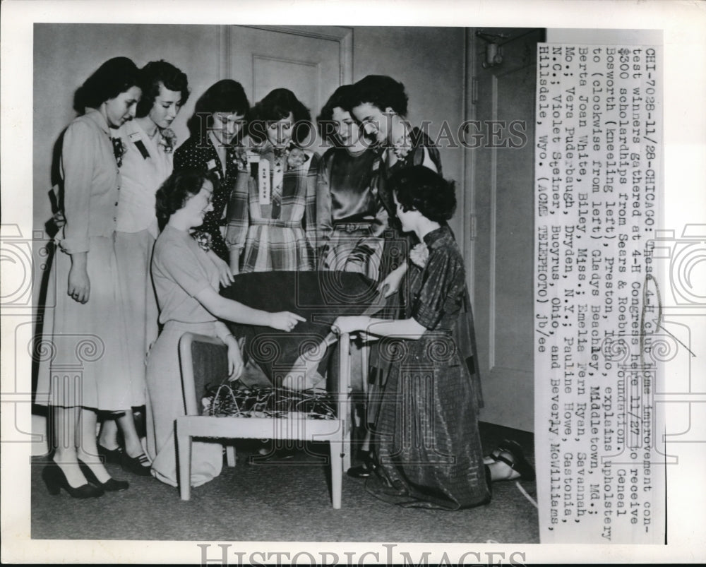 1949 Press Photo Chicago 4-H Clubs,G Bosworth, G Beachley, J White