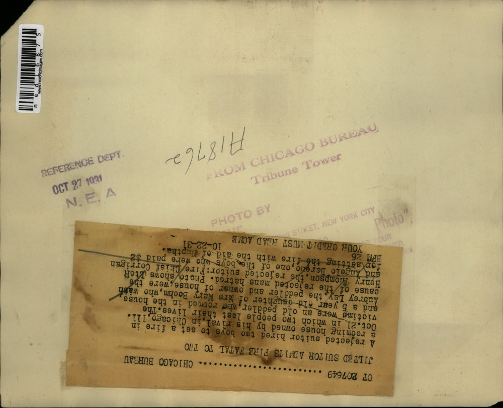 1931 Press Photo ChicagoH Thompson, Corrigan & Angelo Barano & arsonists