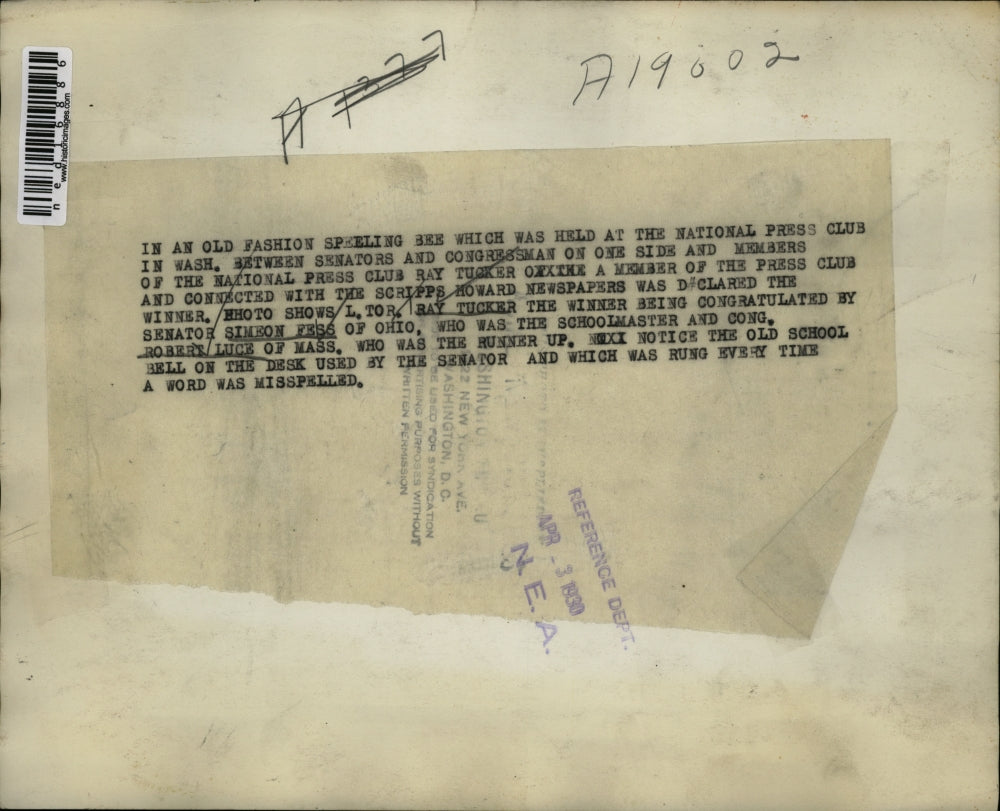 1930 Press Photo A old fashioned spelling bee was held in Washington between