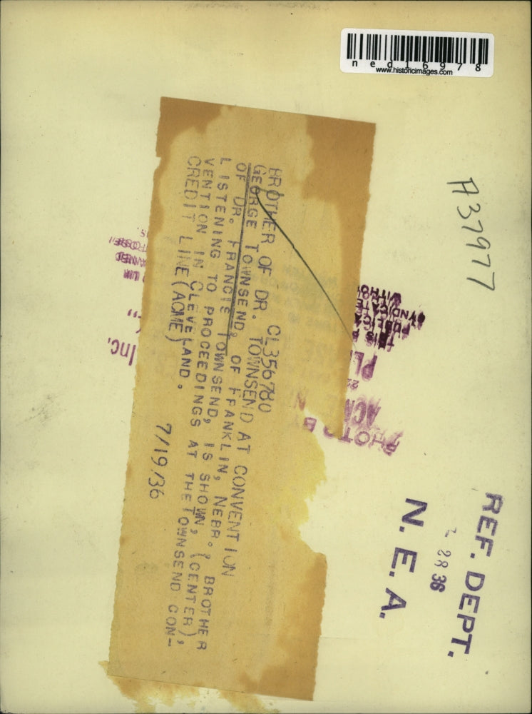 1936 Press Photo George Townsend Franklin Neb at Townsend convention