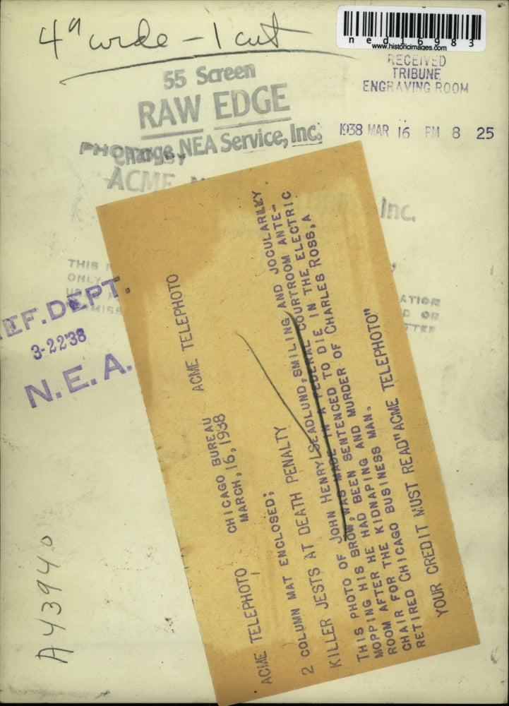 1925 Press Photo Chicago, John H Seadlund onat kidnap murder trial