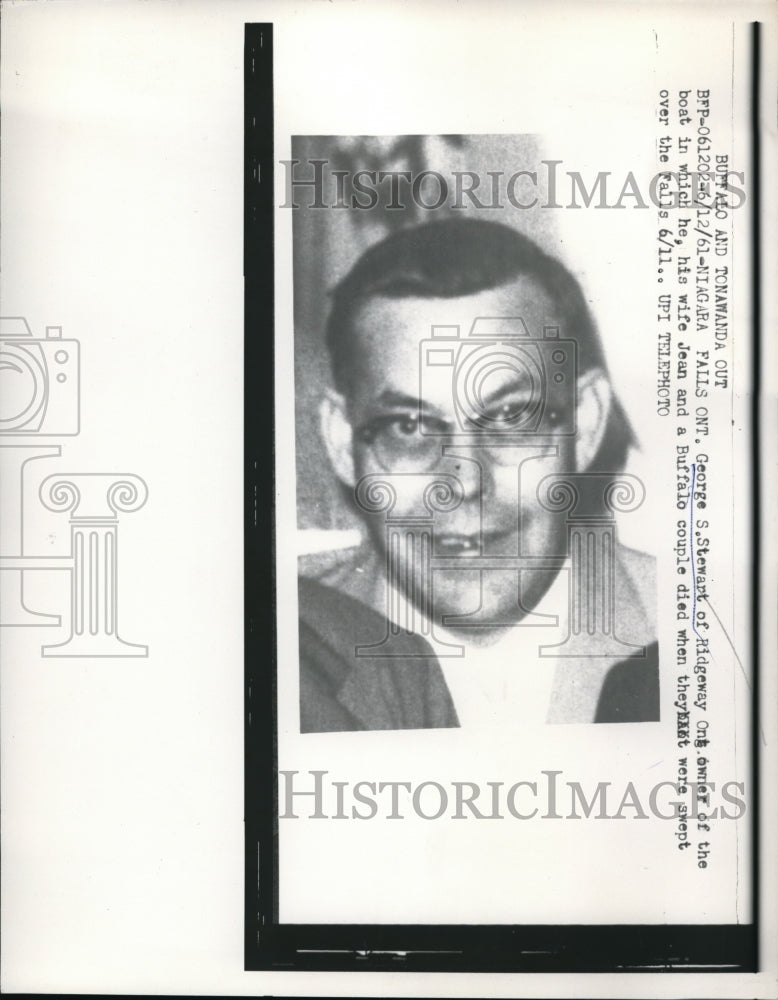 1961 Press Photo Niagra Falls Ontario George Stewart & wife die in boat accident