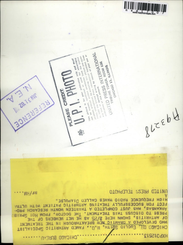 1962 Press Photo Chicago , Dr Euclid Smith arthritis specialist