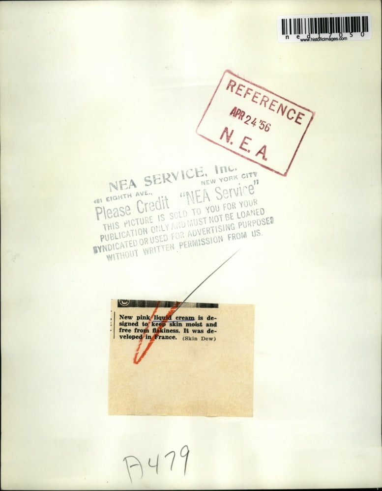 1956 Press Photo New pink liquid cream is designed to keep skin moist.