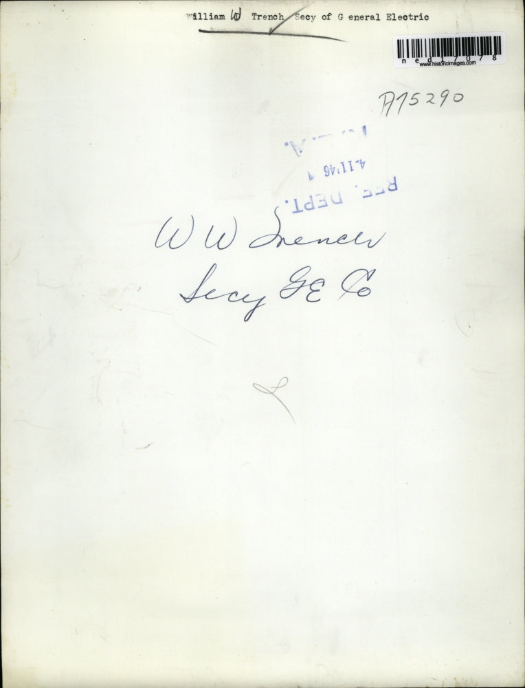 1946 Press Photo William W. Trench Secretary Of General Electric