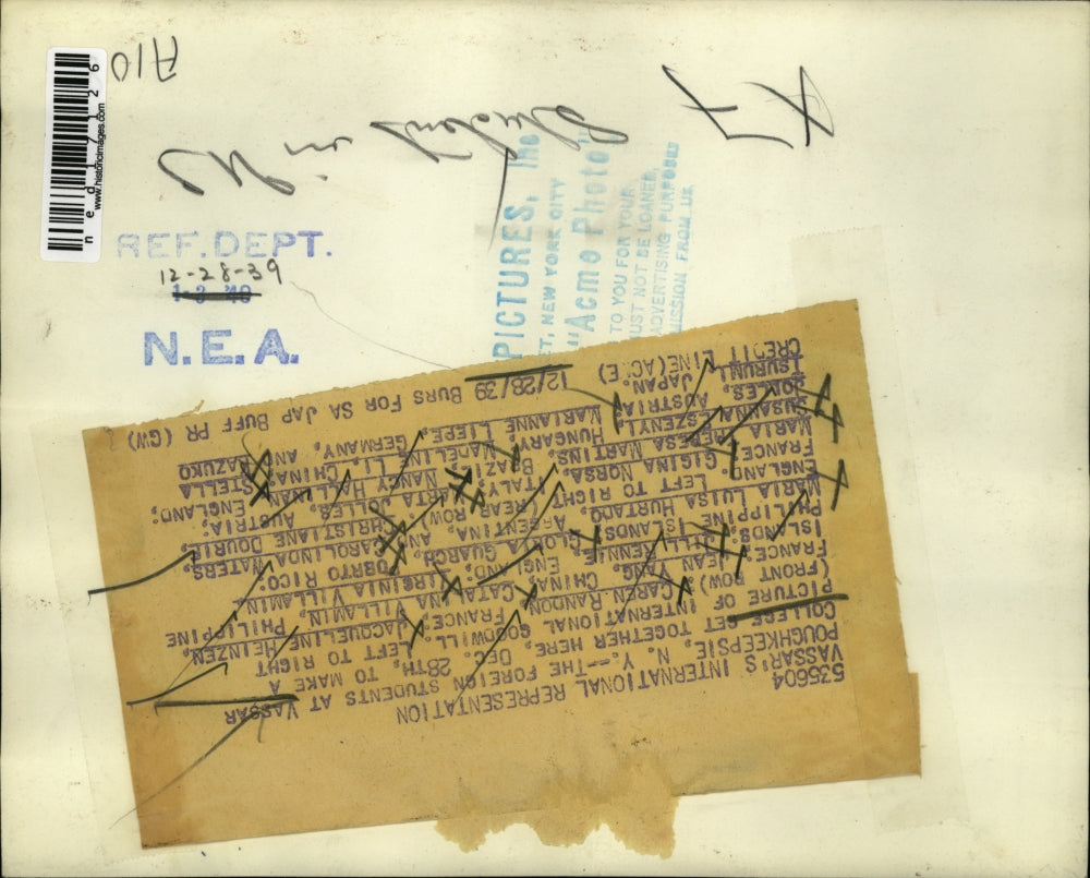 1939 Press Photo Poughkeepsie NY Vassar College, J Heinzen, C Randon,