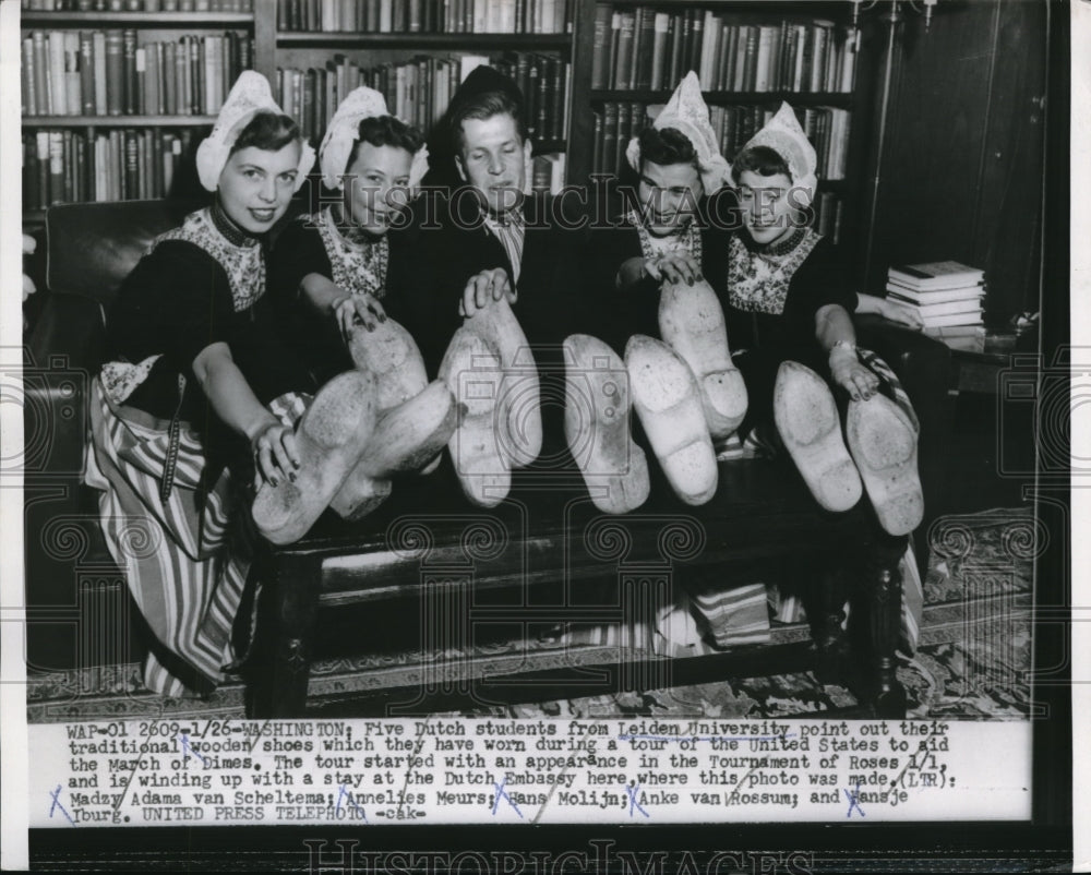 1955 Press Photo Dutch Students Tour America For The March Of Dimes