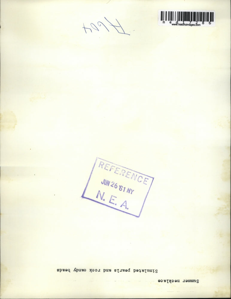 1961 Press Photo Summer necklace simulated pearls and rock candy beads