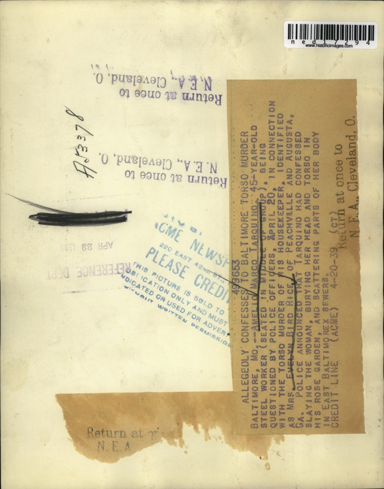 1939 Press Photo Amelio Marco Tarquino Confesses To Killing His Housekeeper