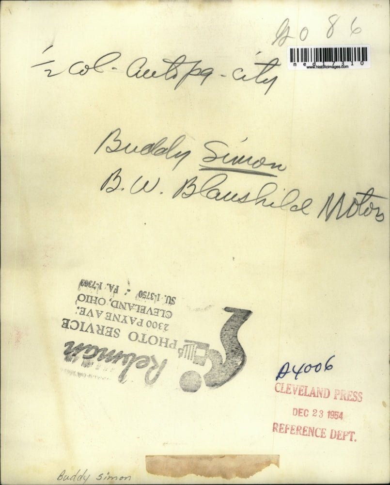 1954 Press Photo Buddy Simon B. W. Blaushild Motors - ned17310