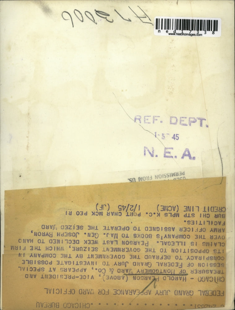 1945 Press Photo Harold Pearson Attends Court Hearing On Government Conspiracy