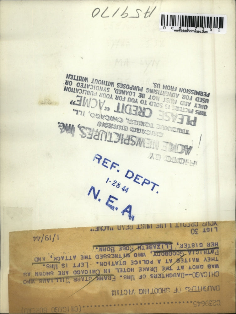 1944 Press Photo Two Sisters That Witnessed The Murder At The Drake Hotel