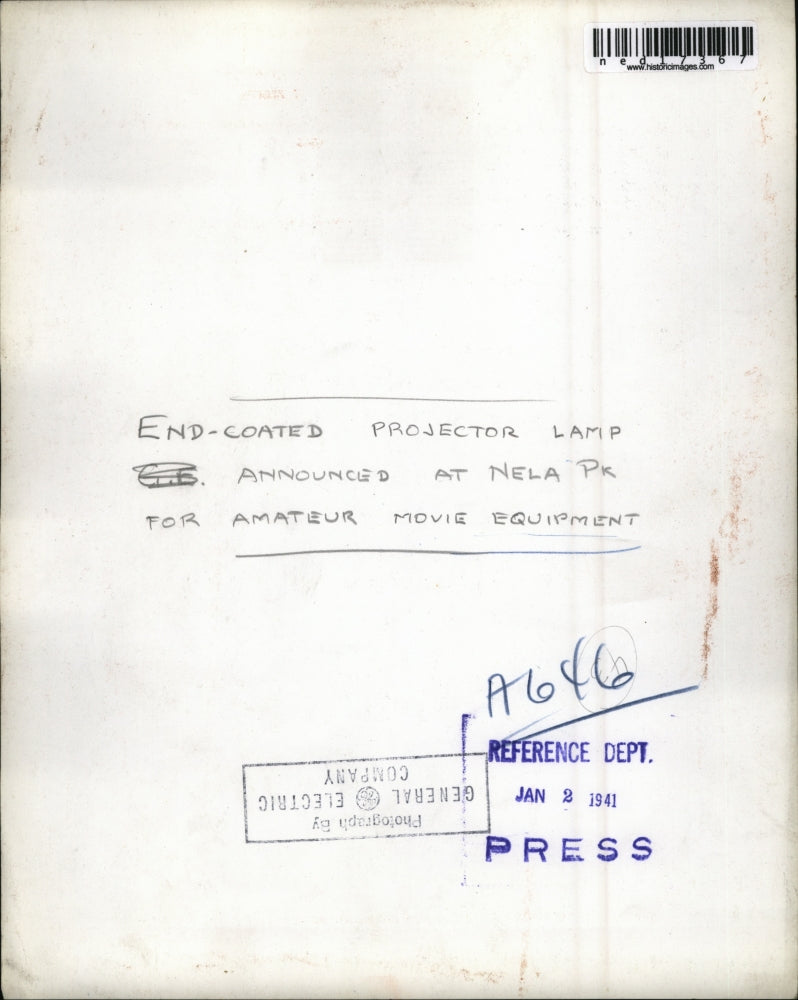 1941 Press Photo End-Coated Projector Lamp For Amateur Movie Equipment