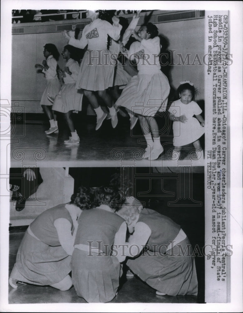 1963 Press Photo Cheerleaders at State High School Basketball Tournament