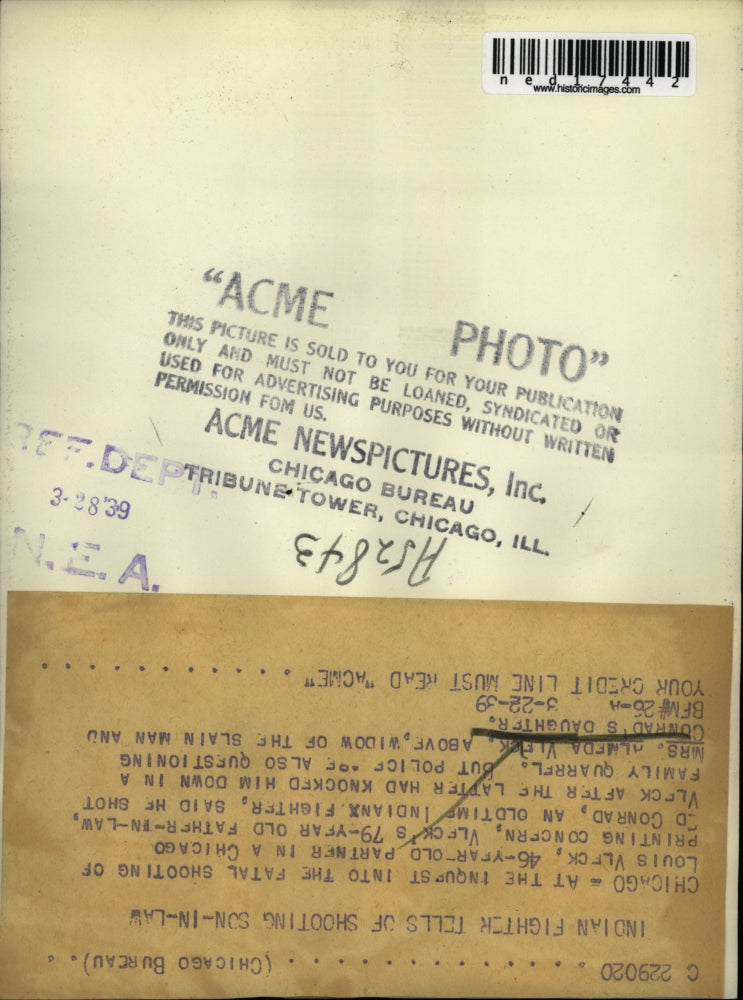 1939 Press Photo Chicago at inquest into fatal shooting of Louis Vleck his 79 yr