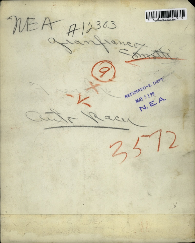 1929 Press Photo Auto race driver Granfranco Comatti