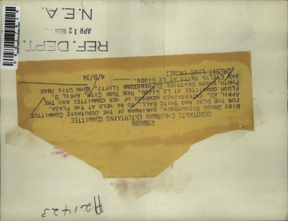 1934 Press Photo Grace Richardson, Bea Elphinstona & John Hoge in NYC