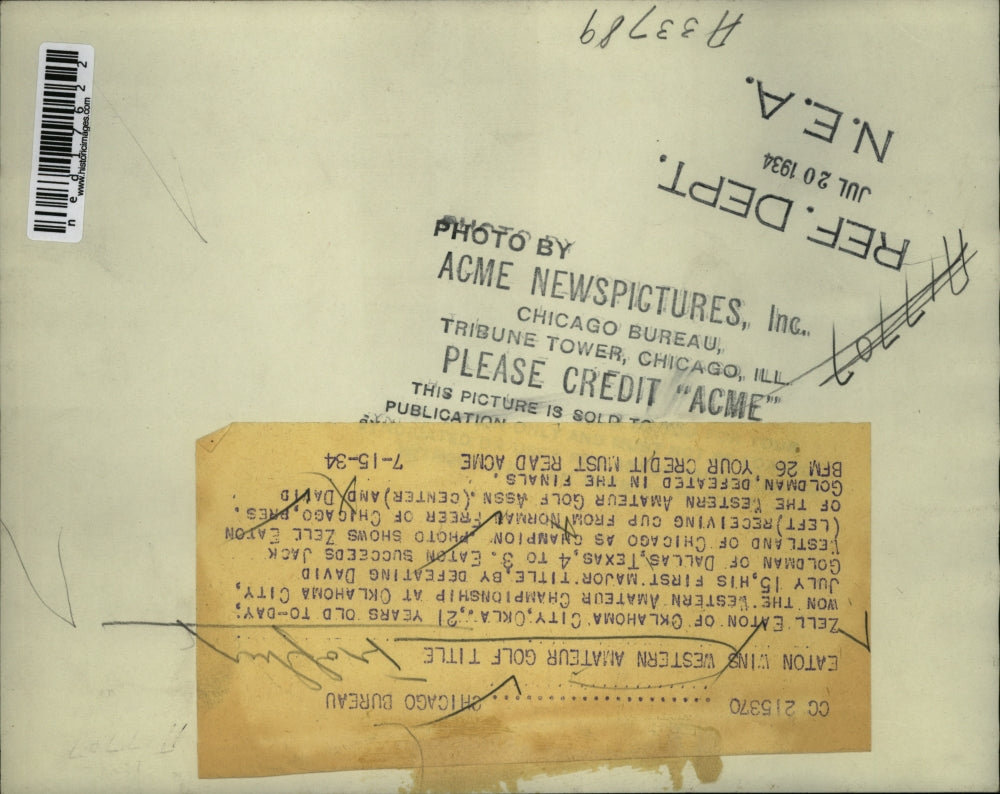 1934 Press Photo Zell Eaton wins Western Open Amateur Champ in Okla