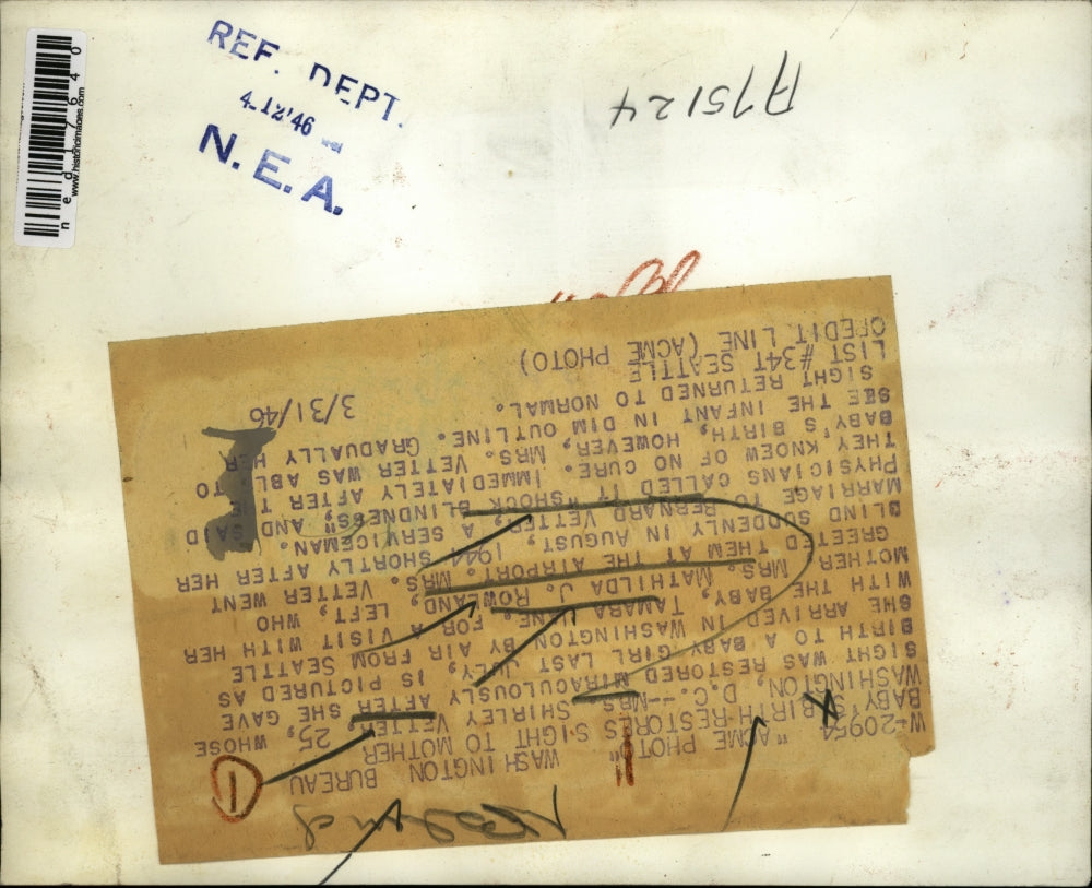 1946 Press Photo Wash DC Mrs Shirley Vetter baby Tamara & mom Mrs Rowland