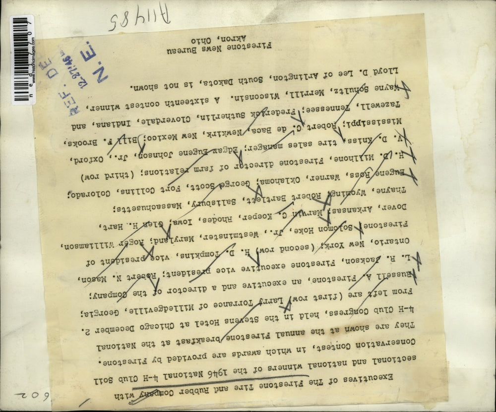 1946 Press Photo Firestone Executives with National 4-H Club Members in Chicago