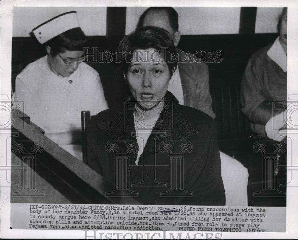 1955 Press Photo Mrs. Lola DeWitt Stewart Admits To Killing Daughter At Inquest
