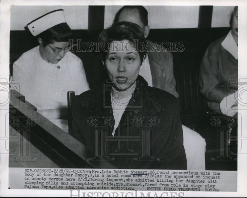 Load image into Gallery viewer, 1955 Press Photo Mrs. Lola DeWitt Stewart Admits To Killing Daughter At Inquest
