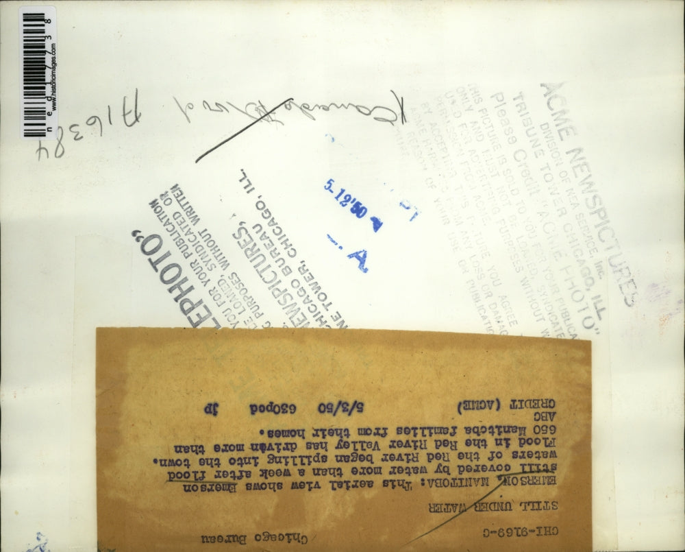 1950 Press Photo Aerial View Of Emerson Still Covered By Water A A Week