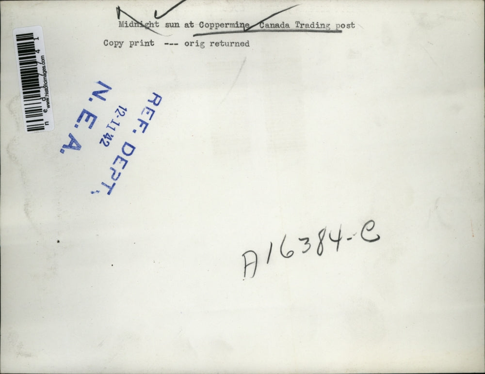 1942 Press Photo Midnight Sun over the Coppermine at Canada Trading Post