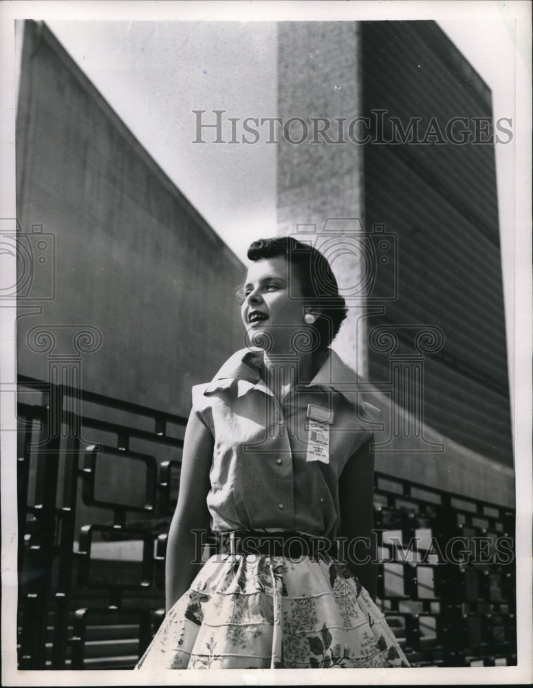 1955 Press Photo United Nations New York Peggy Ann Smithwick Ardmore Oklahoma
