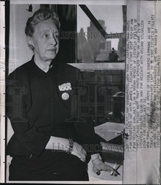 1957 Press Photo NYC Viola Bowers Simmons in 1907 was Ziegfeld Follies girl