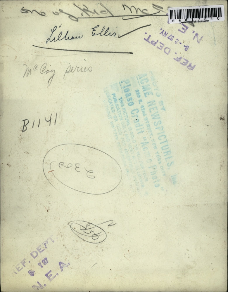 1937 Press Photo Lillian Ellis