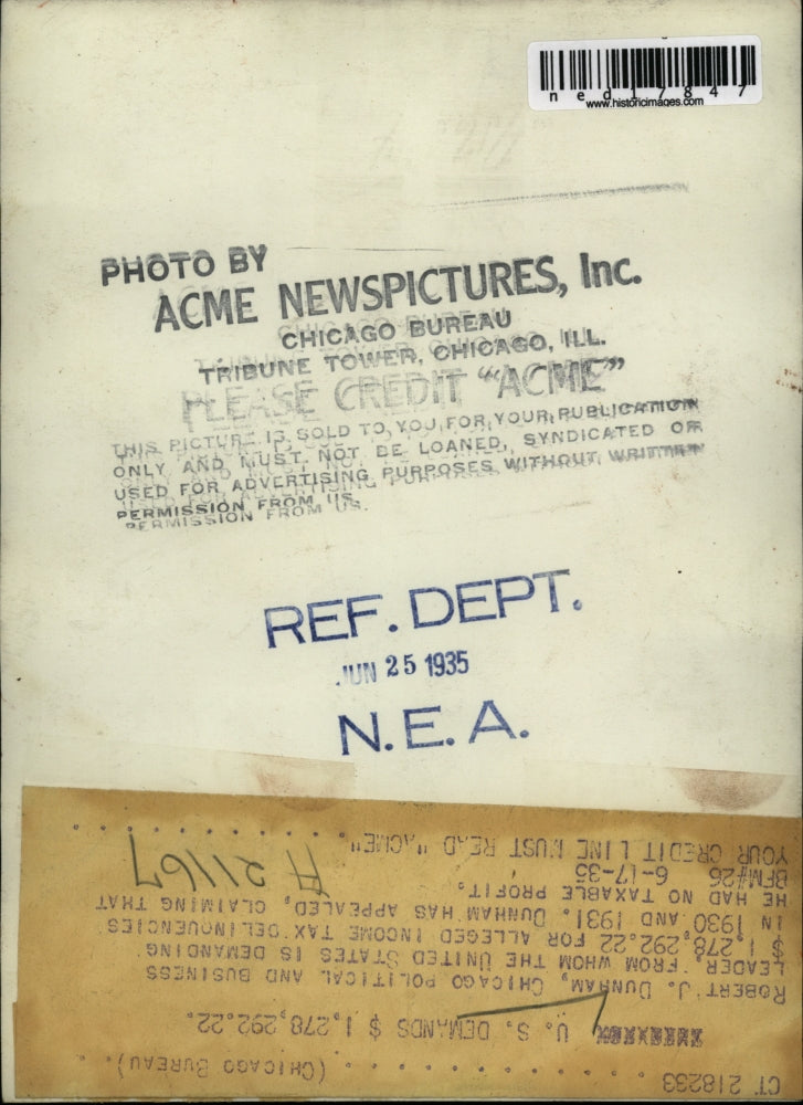 1935 Press Photo Robert J Dunham Chicago political & business leader