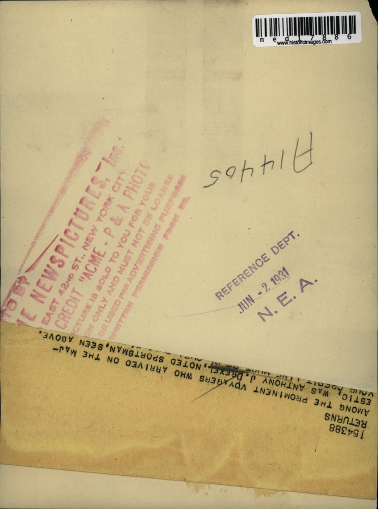 1931 Press Photo Anthony J Drexel sportsman aboard the Majestic - ned17886