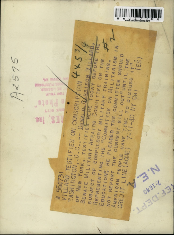 1940 Press Photo Mr Oswald Garrison Villard, of NY, testifies in Washington DC.