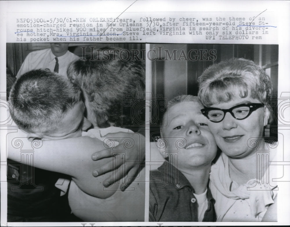 1961 Press Photo Steven Stroupe Hiked 900 Miles To Find His Divorcee Mother.
