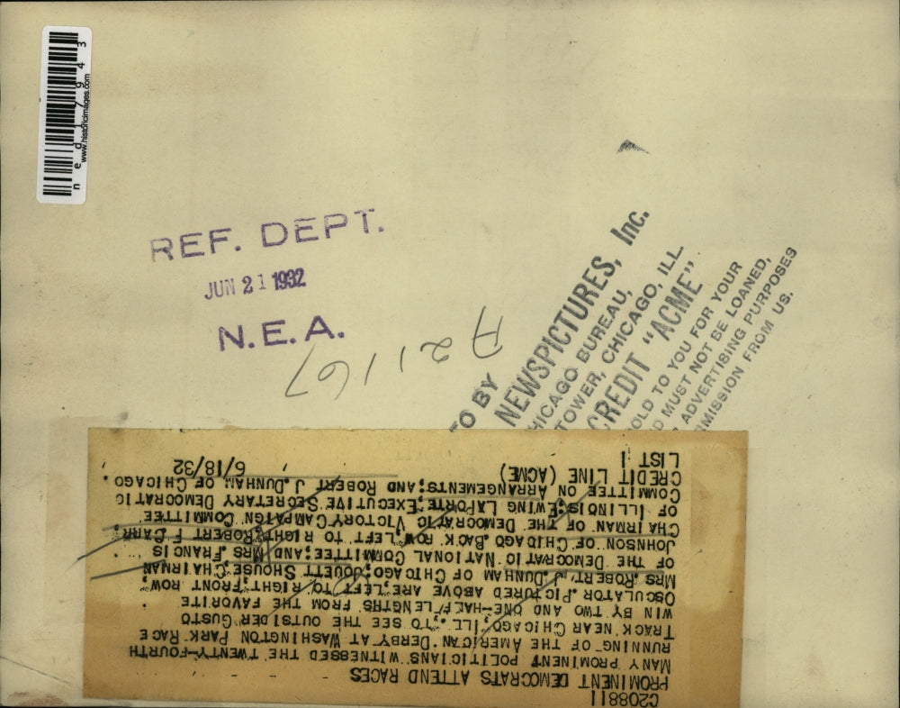 1932 Press Photo Prominent politicians at the 24th American Derby