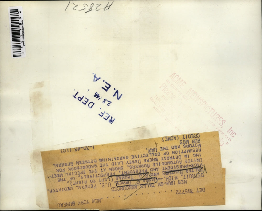 1946 Press Photo James E. Dewey, Walter Reuther, And R.J. Thomas Special Meeting