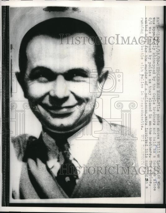 1959 Press Photo Middleburg Mass. Wm Sedgwick kidnapped by Coyle brothers