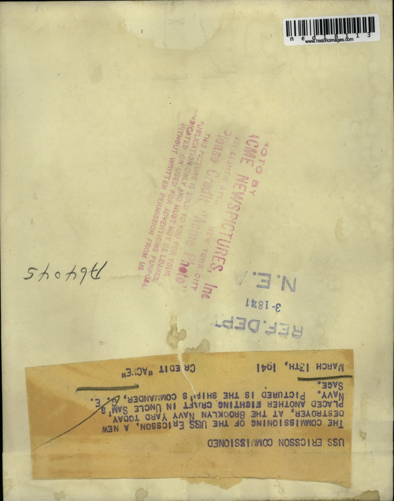 1941 Press Photo Commander G.E. Sage on the USS Ericsson Destroyer