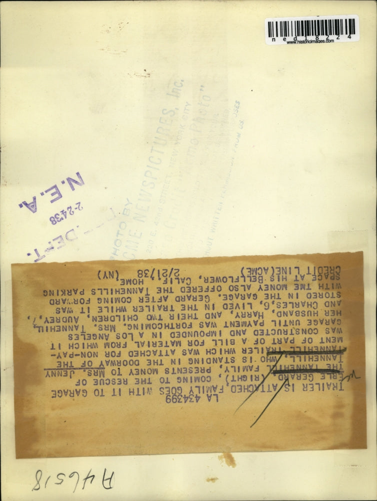 1938 Press Photo Merle Gerard & Mrs Jenny Tannerhill & a trailer home