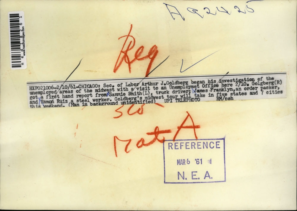 1961 Press Photo Arthur Goldberg, Sammie Smith, James Franklyn, and Ramon Ruiz